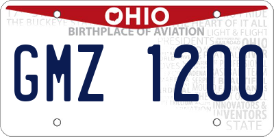 OH license plate GMZ1200