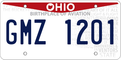 OH license plate GMZ1201