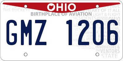 OH license plate GMZ1206