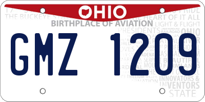 OH license plate GMZ1209