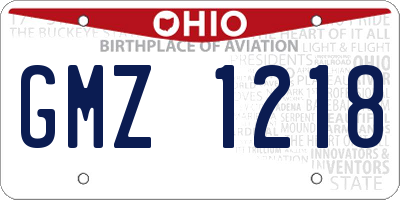 OH license plate GMZ1218