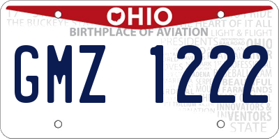 OH license plate GMZ1222