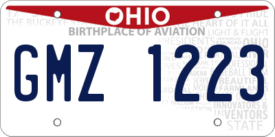 OH license plate GMZ1223