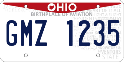OH license plate GMZ1235