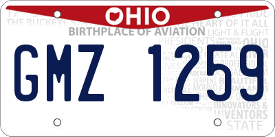 OH license plate GMZ1259