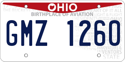 OH license plate GMZ1260