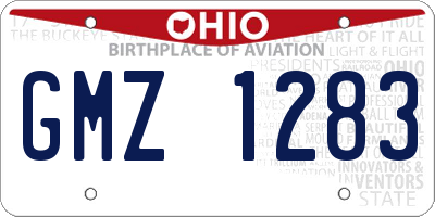 OH license plate GMZ1283