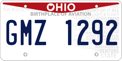 OH license plate GMZ1292