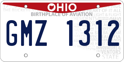 OH license plate GMZ1312