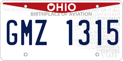 OH license plate GMZ1315