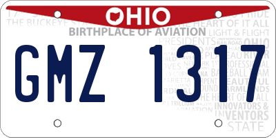 OH license plate GMZ1317