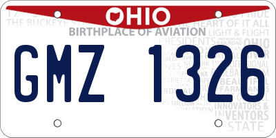 OH license plate GMZ1326