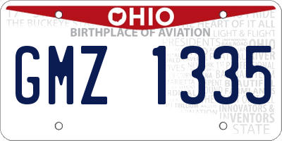 OH license plate GMZ1335