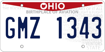 OH license plate GMZ1343