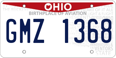 OH license plate GMZ1368