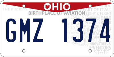 OH license plate GMZ1374