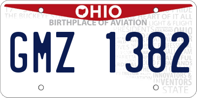 OH license plate GMZ1382