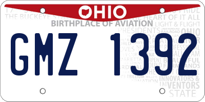 OH license plate GMZ1392