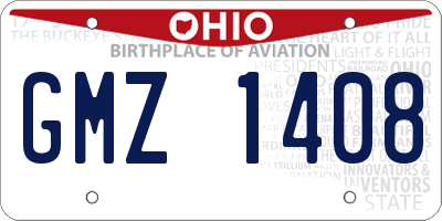 OH license plate GMZ1408