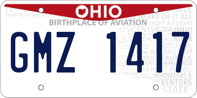 OH license plate GMZ1417