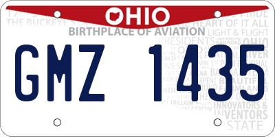 OH license plate GMZ1435