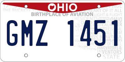 OH license plate GMZ1451