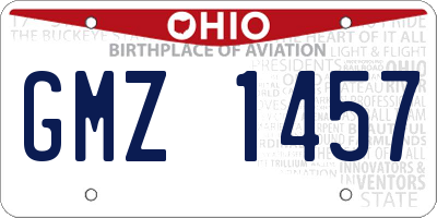 OH license plate GMZ1457