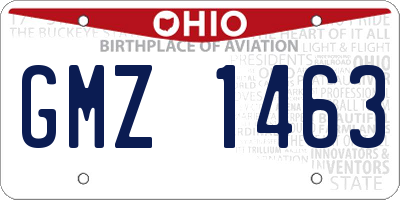 OH license plate GMZ1463