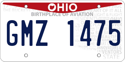 OH license plate GMZ1475