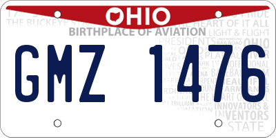 OH license plate GMZ1476