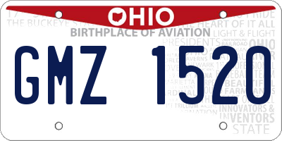 OH license plate GMZ1520