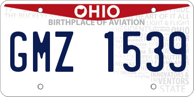 OH license plate GMZ1539
