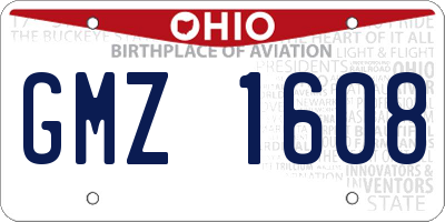 OH license plate GMZ1608