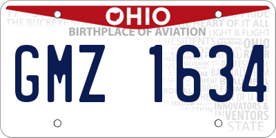 OH license plate GMZ1634