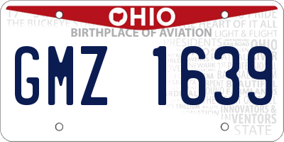 OH license plate GMZ1639