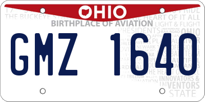 OH license plate GMZ1640