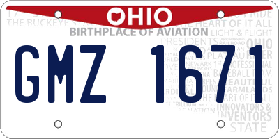 OH license plate GMZ1671