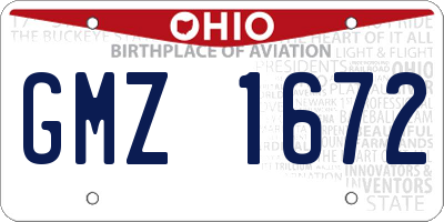 OH license plate GMZ1672