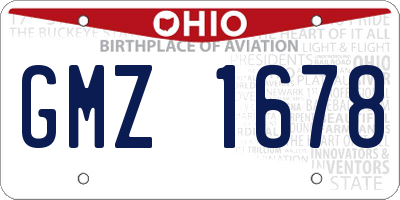 OH license plate GMZ1678