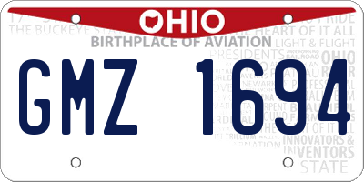 OH license plate GMZ1694