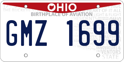 OH license plate GMZ1699