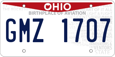 OH license plate GMZ1707