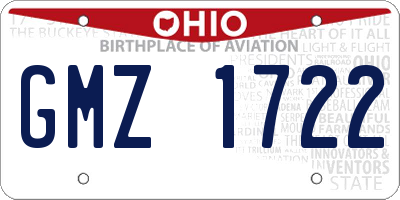 OH license plate GMZ1722