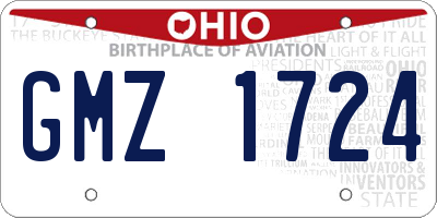 OH license plate GMZ1724