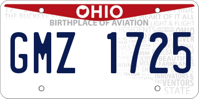 OH license plate GMZ1725