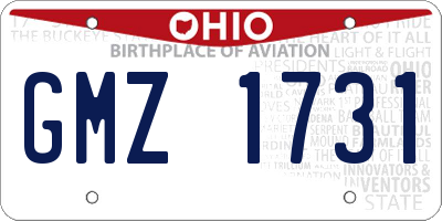 OH license plate GMZ1731