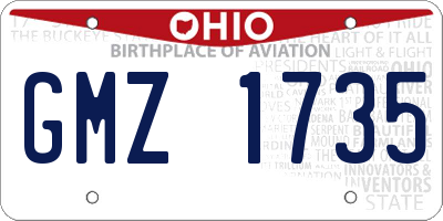 OH license plate GMZ1735