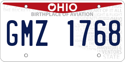 OH license plate GMZ1768