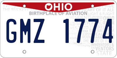 OH license plate GMZ1774