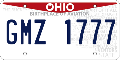 OH license plate GMZ1777
